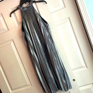 Gorgeous Metallic, flowy RUNWAY PARIS pleated dress